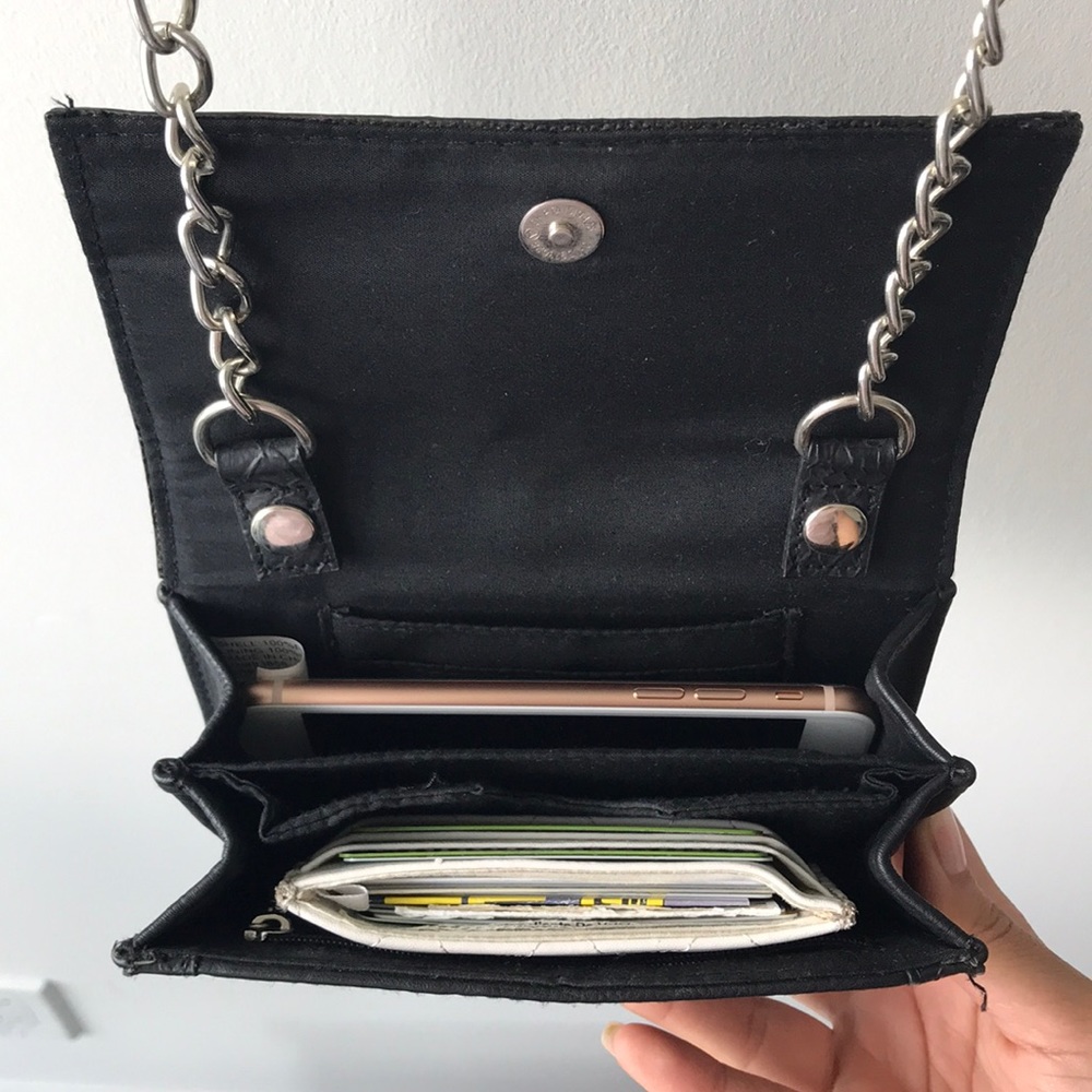 Snake Skin Faux Black Leather Mini Cross Body Bag - Picture 5 of 8